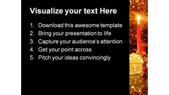 Golden Decorations Christmas Holidays PowerPoint Background And Template 1210