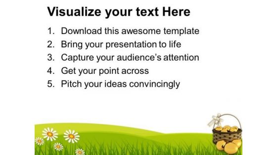 Golden Easter Eggs In Basket Tradition PowerPoint Templates Ppt Backgrounds For Slides 0313