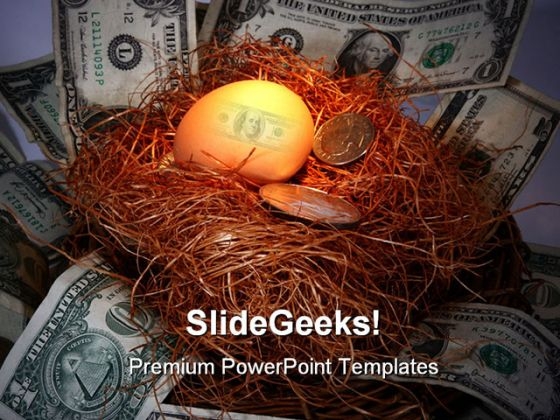 Golden Egg Money Business PowerPoint Backgrounds And Templates 1210