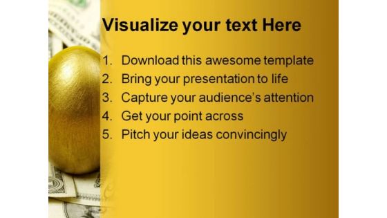Golden Egg Money PowerPoint Template 0610
