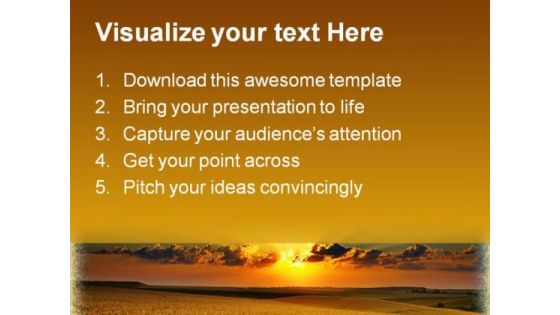 Golden Field Nature PowerPoint Template 0810