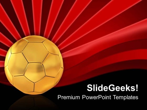 Golden Football On Red Abstract Background PowerPoint Templates Ppt Backgrounds For Slides 0713