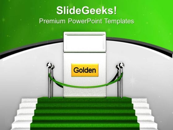 Golden Gate On Green Carpet Success PowerPoint Templates Ppt Backgrounds For Slides 0313