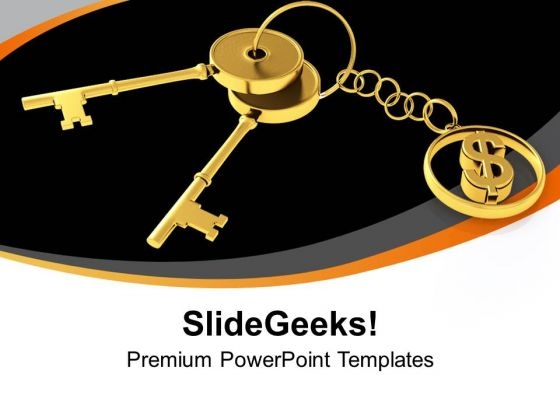 Golden Key And Dollar Sign Finance PowerPoint Templates Ppt Backgrounds For Slides 0213