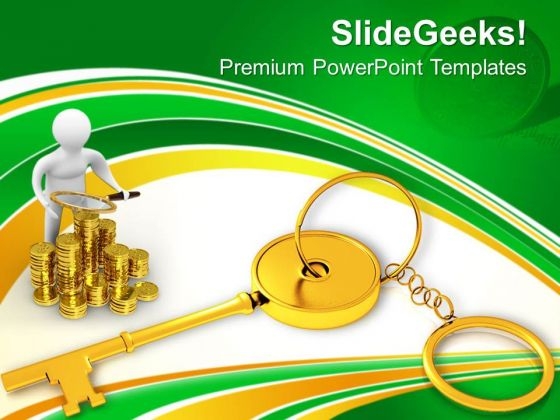 Golden Key Chain Finance Concept PowerPoint Templates Ppt Backgrounds For Slides 0213