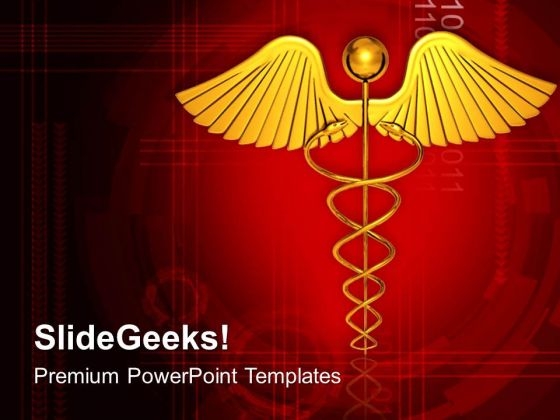 Golden Medical Symbol PowerPoint Templates Ppt Backgrounds For Slides 0313
