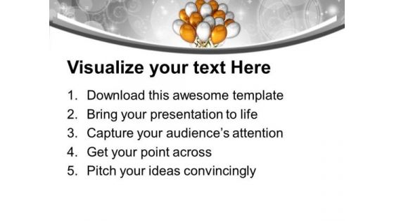 Golden Silver Party Balloons PowerPoint Templates Ppt Backgrounds For Slides 0113