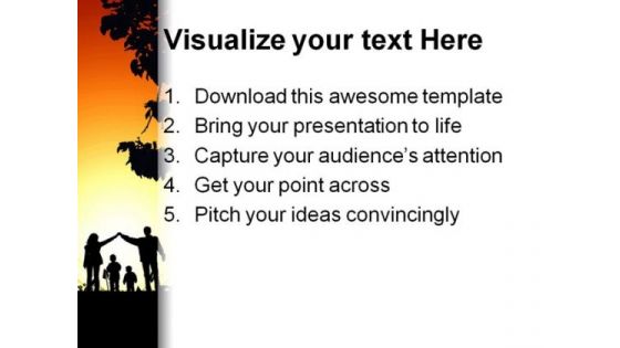 Golden Sunset Family PowerPoint Background And Template 1210