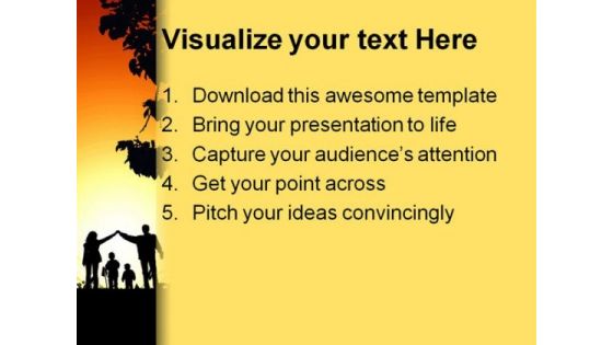 Golden Sunset Family PowerPoint Background And Template 1210