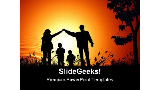 Golden Sunset Family PowerPoint Background And Template 1210