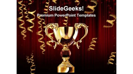 Golden Trophy Cup Success PowerPoint Themes And PowerPoint Slides 0311