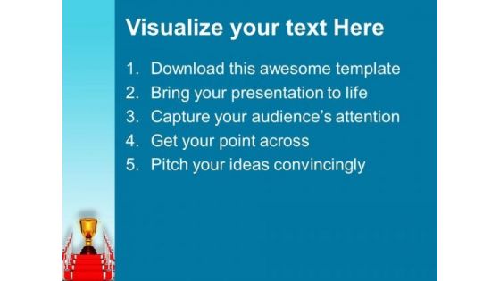 Golden Trophy On Red Carpet Winner PowerPoint Templates Ppt Backgrounds For Slides 0313
