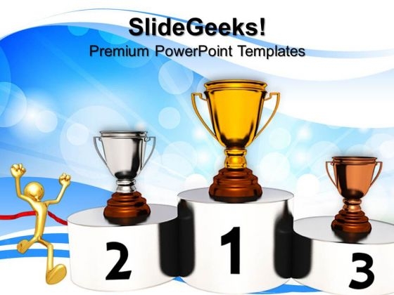 Golden Trophy Podium Competition PowerPoint Templates And PowerPoint Themes 0812
