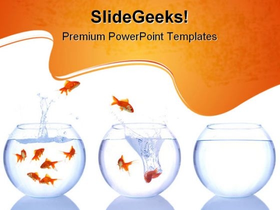 Goldfish Escape Animals PowerPoint Themes And PowerPoint Slides 0611