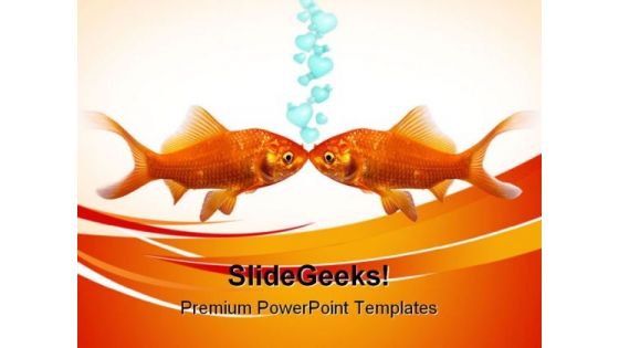 Goldfish In Love Animals PowerPoint Themes And PowerPoint Slides 0611