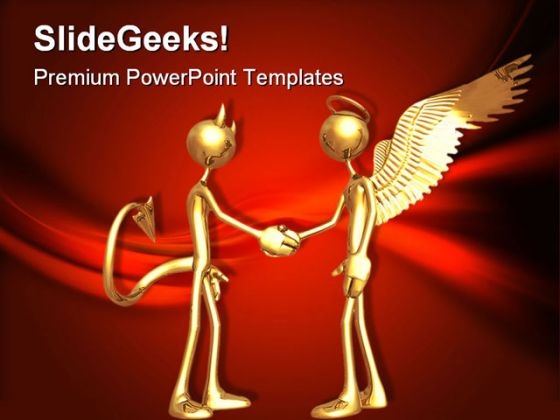 Good With Devil Handshake PowerPoint Templates And PowerPoint Backgrounds 0311