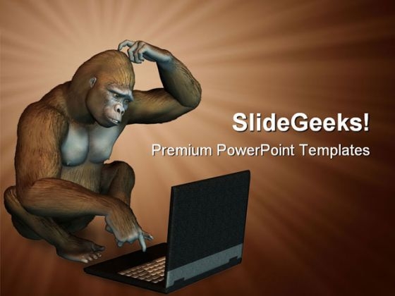 Gorilla With Laptop Business PowerPoint Templates And PowerPoint Backgrounds 0711