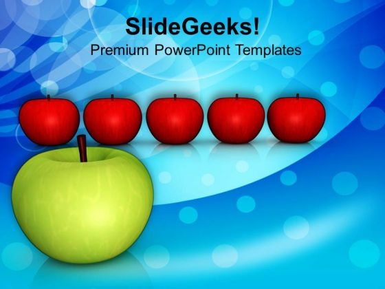 Green Apple Among Red Apples PowerPoint Templates Ppt Backgrounds For Slides 0813