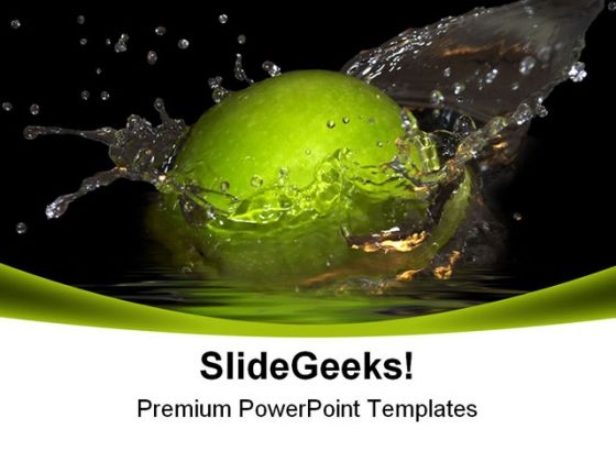 Green Apple And Bursts Food PowerPoint Templates And PowerPoint Backgrounds 0311