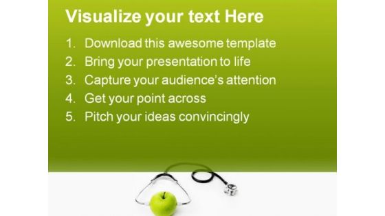 Green Apple Wear Stethoscope Health PowerPoint Background And Template 1210