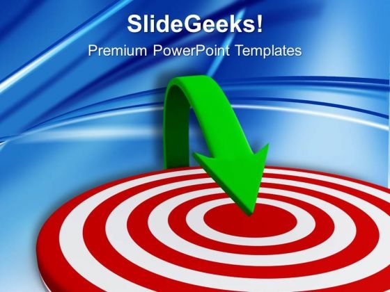 Green Arrow Targeting The Board PowerPoint Templates Ppt Backgrounds For Slides 0313