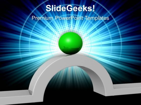 Green Ball And Bridge Leadership PowerPoint Templates And PowerPoint Themes 0612