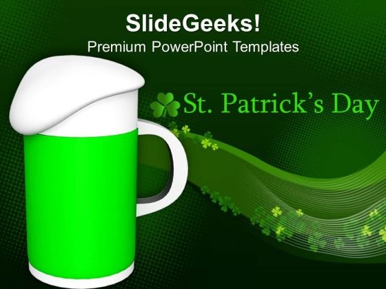 Green Beer Mug With Foamy Head PowerPoint Templates Ppt Backgrounds For Slides 0313