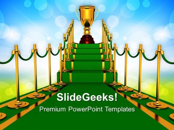 Green Carpet Path Winner Success PowerPoint Templates And PowerPoint Themes 0712