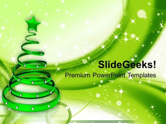 Green Christmas Tree With Glowing Background PowerPoint Templates Ppt Backgrounds For Slides 1112