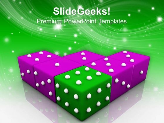 Green Dice Symbol Leadership PowerPoint Templates And PowerPoint Themes 0712