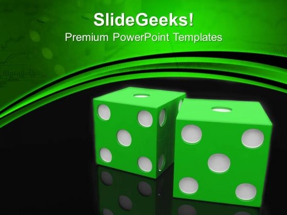 Green Dices On Black And Green Background Success PowerPoint Templates And PowerPoint Themes 1012