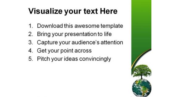 Green Earth Energy Globe PowerPoint Template 0810