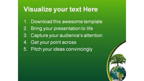 Green Earth Energy Globe PowerPoint Template 0810
