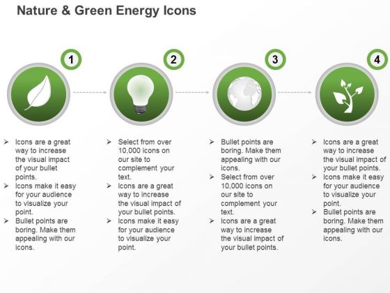 Green Energy Icons For Energy Production And Usage Ppt Slides Graphics
