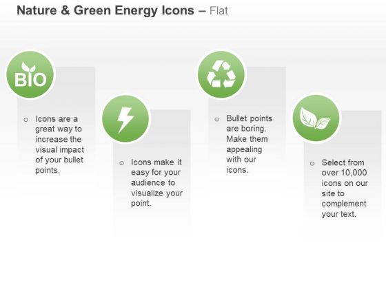 Green Energy Icons With Text Boxes Ppt Slides Graphics