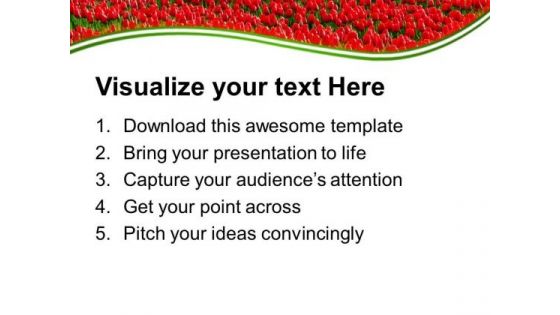 Green Fields Of Red Tulips PowerPoint Templates Ppt Backgrounds For Slides 0213