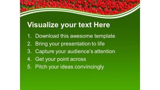 Green Fields Of Red Tulips PowerPoint Templates Ppt Backgrounds For Slides 0213