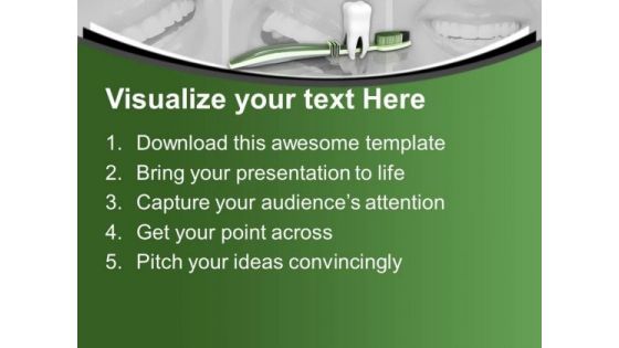 Green Frosted Thoothbrush Dental Theme PowerPoint Templates Ppt Backgrounds For Slides 0213