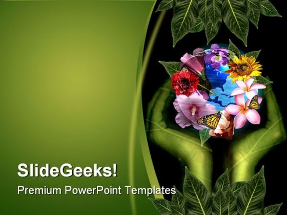 Green Hand Nature PowerPoint Template 0810