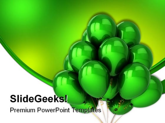 Green Helium Balloons Festival PowerPoint Themes And PowerPoint Slides 0311