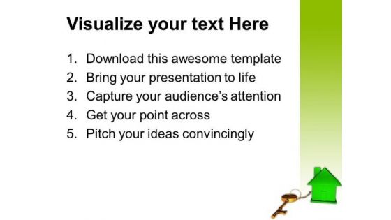 Green House Connected With Keys Security PowerPoint Templates And PowerPoint Themes 0912