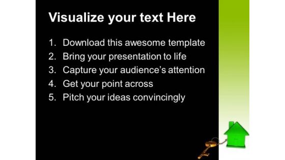 Green House Connected With Keys Security PowerPoint Templates And PowerPoint Themes 0912