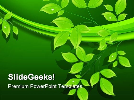 Green Leaves Floral Abstract PowerPoint Templates And PowerPoint Backgrounds 0411