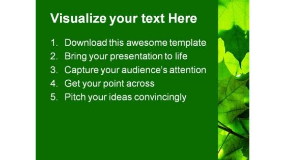 Green Leaves Nature PowerPoint Template 1110