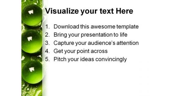 Green Pearl Drops Nature PowerPoint Background And Template 1210