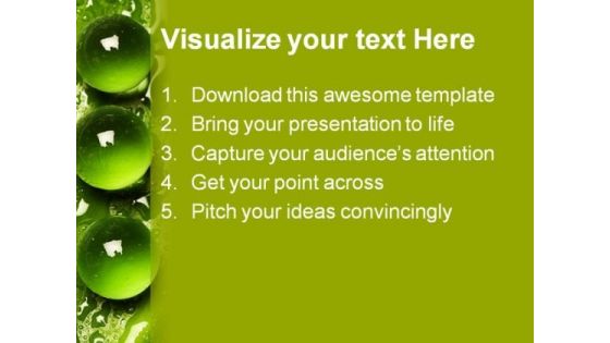 Green Pearl Drops Nature PowerPoint Background And Template 1210