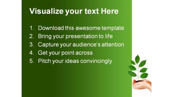 Green Plant In Hands Nature PowerPoint Templates And PowerPoint Backgrounds 0611