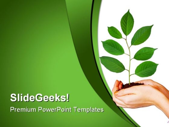 Green Plant In Hands Nature PowerPoint Themes And PowerPoint Slides 0611