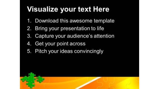 Green Puzzles Combined To Form Solution PowerPoint Templates Ppt Backgrounds For Slides 0113