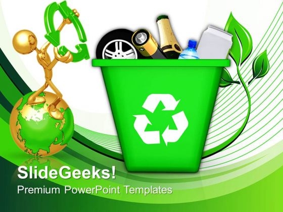 Green Recycle Bin Icons Environment PowerPoint Templates And PowerPoint Themes 0912